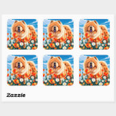 AMONG THE POPPIES Chow Vierkante Sticker (Vel)