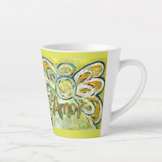 Amor Angel Word Art Custom Latte Mok Cup (Rechts)