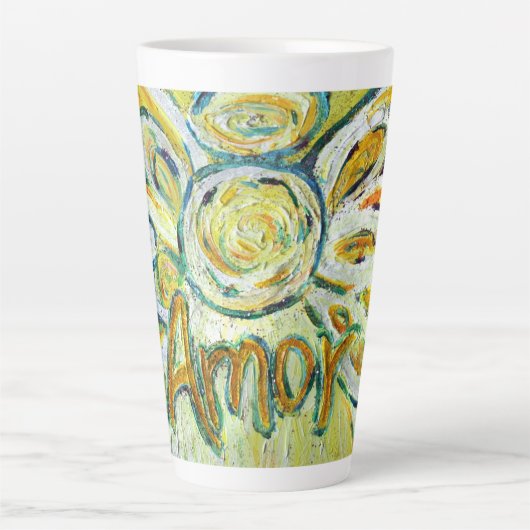 Amor Angel Word Art Custom Latte Mok Cup (Voorkant)