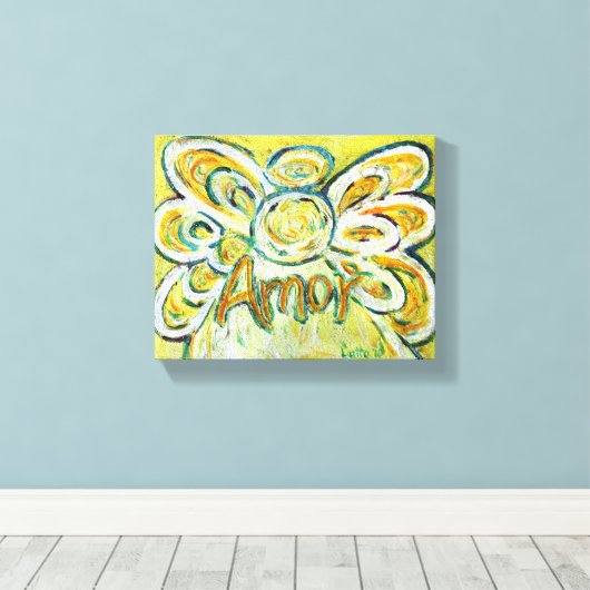 Amor Engel Woord Kunst Verpakt Canvas (Insitu (Houten vloer))