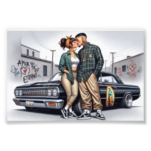 Amor Eterno Cholo Liefde Paar Foto Afdruk