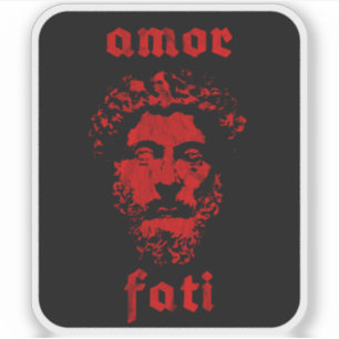 Amor Fati - Marcus Aurelius ( rood) Sticker