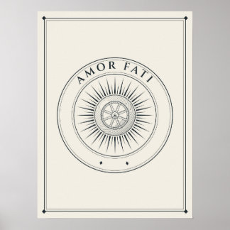 Amor Fati Zegel Gegraveerde Lijn Embleem Poster