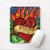 Amor / Love Flaming Heart Custom Mousepad Muismat (Met muis)