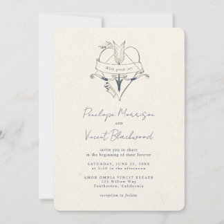 AMOR OMNIA VINCIT Wedding Invitation Kaart