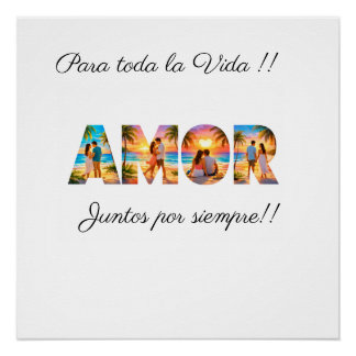 AMOR Poster with Vibrant Beach Couples Perfect Poster