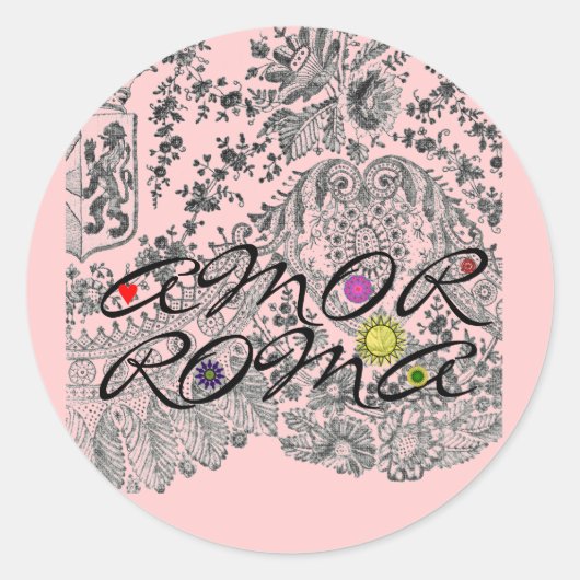 Amor Roma Ronde Sticker (Voorkant)