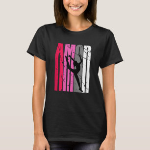 Amor roze meisjes ritmische gymnastiek silhouet pr t-shirt
