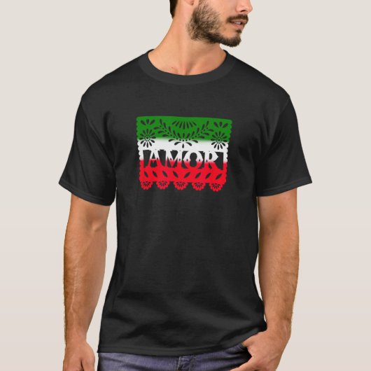 Amor Spaans Liefde Fiesta Mexicaanse Vlag Latina P T-shirt (Voorkant)