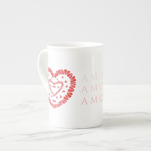 AMOR-SPAANS LOVE Bone China Mok (Voorkant links)