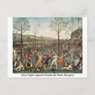 Amor vecht tegen de wreedheid van Pietro Perugino Briefkaart