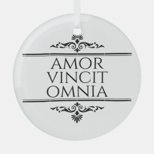 Amor Vincit Omnia Love verovert alle Latijnse zinn Glas Ornament