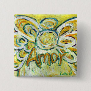 Amor Word Angel Art Pin Buttonnen Vierkante Button 5,1 Cm
