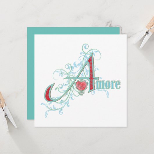 AMORE - Amour - Carte de voeux (Devant/Arrière en situation)