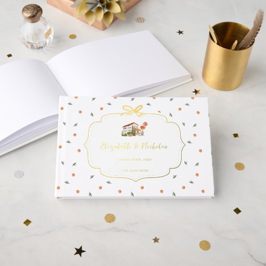 Amore & Aranci | Mediterraan Huwelijk Gastenboek (Voorkant open)