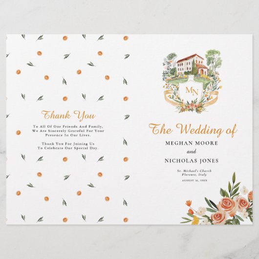 Amore & Aranci | Programme de mariage plié (Devant)