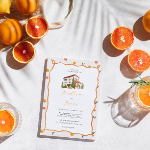 Amore & Aranci   Whimsical Citrus Bruiloft Kaart