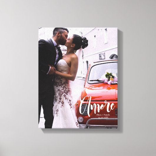 Amore, Modern Script · Aangepaste foto, namen & da Canvas Afdruk (Voorkant)
