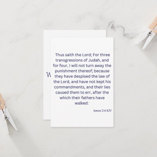 Amos 2:4 KJV Bible Scripture Carte de voeux (Devant/Arrière en situation)