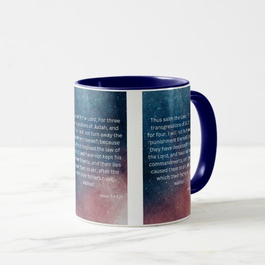 Amos 2:4 KJV Bible Scripture Pic Mug à deux tons (Devant droit)