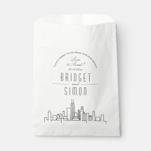 Amour à Chicago | Sacs de Faveurs de Mariage (Devant)
