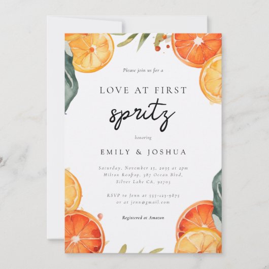 Amour à First Spritz Couples Shower Invitation (Devant)