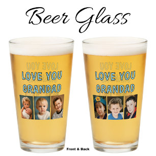 Amour à Grand-papa 6 photos verre à bière bleu