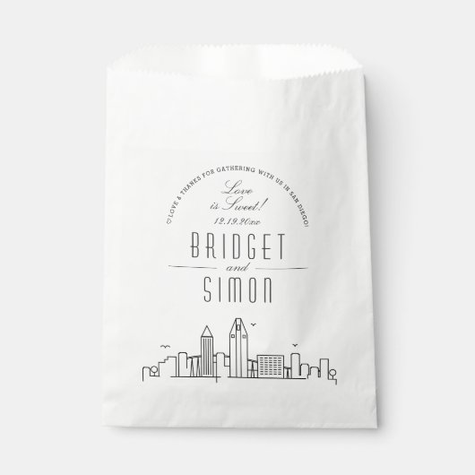 Amour à San Diego | Sacs de préférence de mariage (Devant)