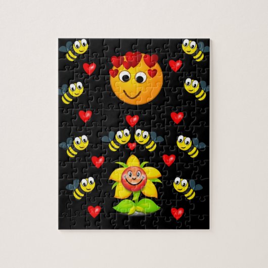 amour abeilles valentines puzzle enfants (Vertical)