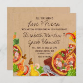 Amour amusant et Faire-part de mariage de pizza (Devant / Derrière)