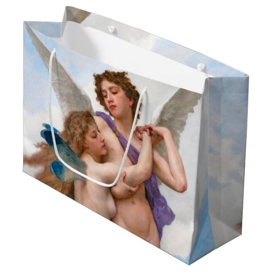 Amour and Psyche, Bouguereau Large Gift Bag Groot Cadeauzakje (Voorkant Gekanteld)
