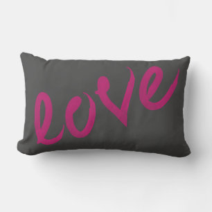 AMOUR Aquarelle rose chaud sur oreiller gris