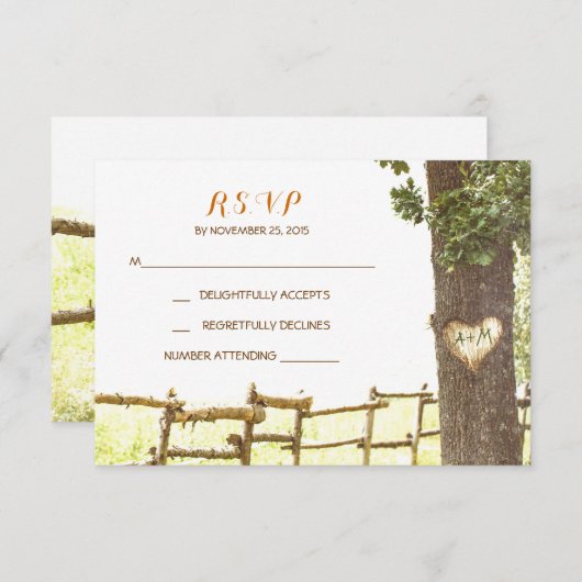 amour arbre campagne mariage cartes RSVP (Devant / Derrière)