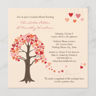 Amour Arbre Coeurs Wedding shower Invitation