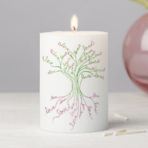 Amour Arbre de Vie Art Blanc Vert Coeurs roses mig