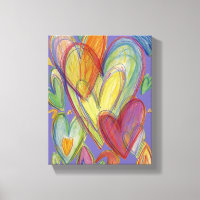 Amour Arc-en-ciel Coeurs Peinture Toile Art Imprim