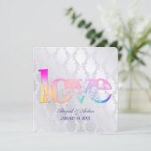 Amour Arc-En-Ciel Sur Invitation Satin Mariage (Debout devant)