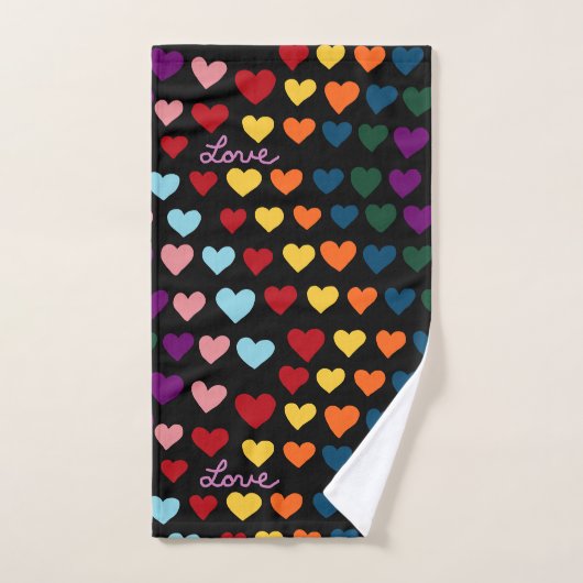 Amour avec arc-en-ciel de cœurs (Serviette à main)