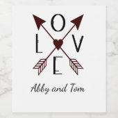 Amour avec flèches Bouteille de vin Étiquette Pers (Étiquettes simples)