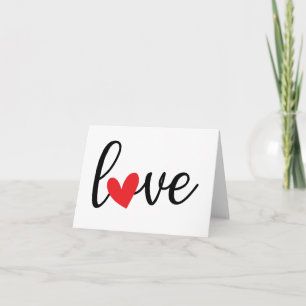 Amour avec Red Heart, jolie et simple carte BLANK