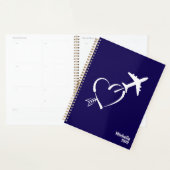 Amour & Aventure, Cœur avec Flèche & Avion, Bleu (Devant avec enveloppe)