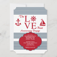 Amour Bateau Anniversaire Fête Invitation