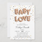 Amour bébé | Invitation Rose Baby shower Or (Devant)
