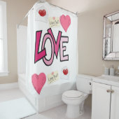 amour blanc valentines jour douche rideau (En situation)