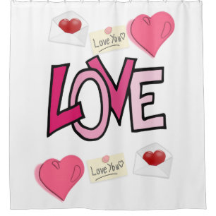 amour blanc valentines jour douche rideau
