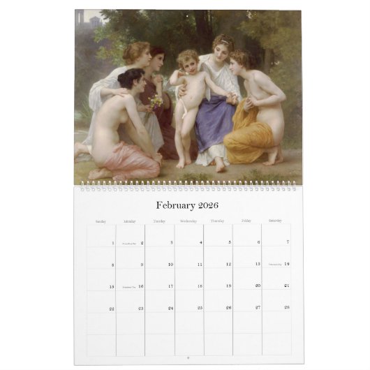 Amour, Bouguereau calendrier do-it-yourself (Feb 2026)