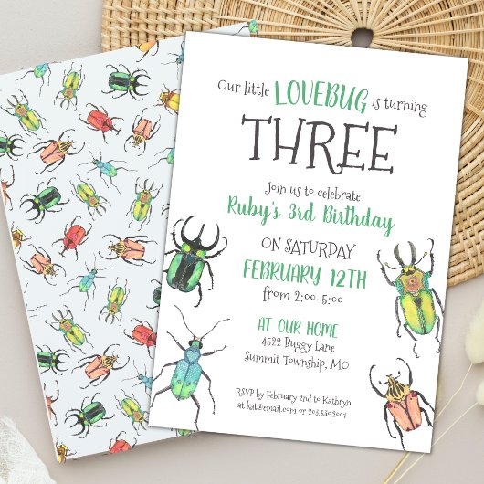 Amour Bugs Anniversaire Invitation Enfants