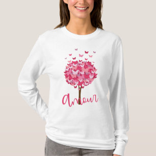 Amour Butterfly Tree - Romantische Franse liefde T-shirt