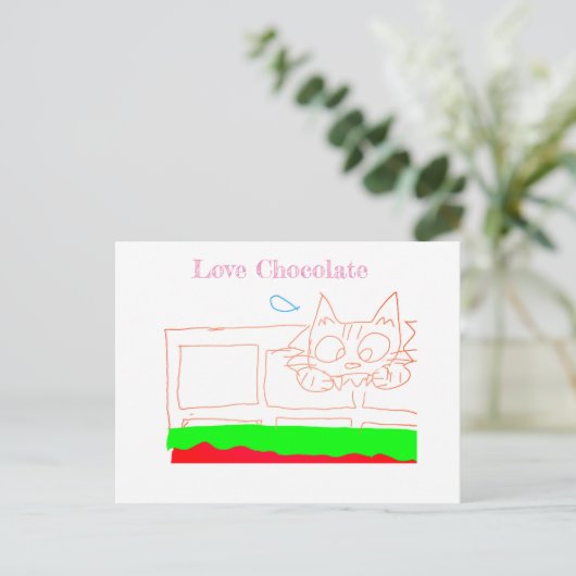 amour carte chat chocolat (Debout devant)