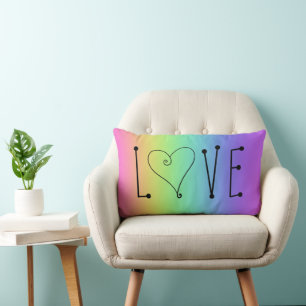 AMOUR Coeur arc-en-ciel Jeter oreiller